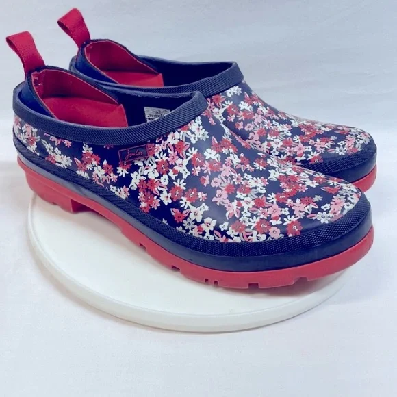 Joules Pop On Ankle Rain Mud Shoes Boots Flower Slip On Size 7.5. New - Picture 4 of 6